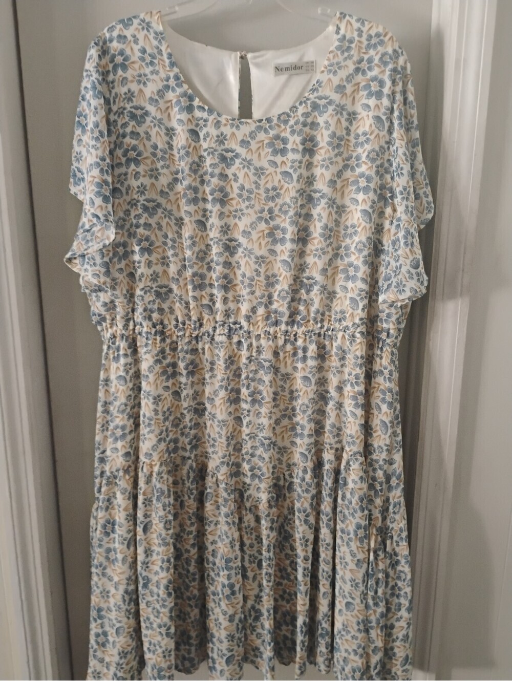 Nemidor Women's Floral Print Midi Dress with Ruffle Sleeves